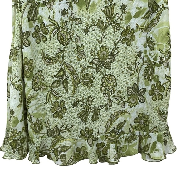 Vintage Y2K Green Chiffon Floral Patterned Lined Slip Dress Alternative Friends - Picture 4 of 11